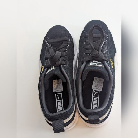 Puma Mayze Women's Chunky Platform Black White Leather Sneakers Trainer, Sz US 7 - Picture 4 of 10